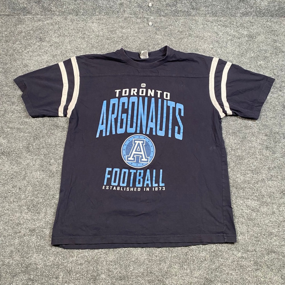 SOGO Toronto Argonauts CFL Football T-Shirt Navy Blue Men's Large Striped Sleeve
